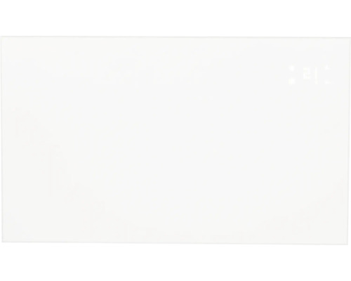 Bílé skleněné topení s digitálním zobrazením teploty