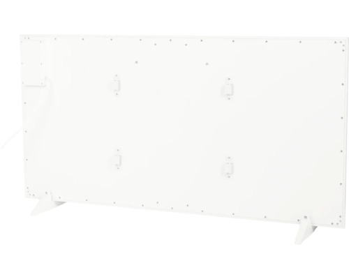 Zadní pohled na bílý infračervený ohřívač se stojanem a nástěnnými držáky