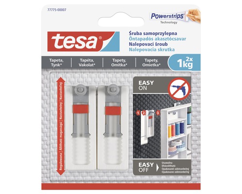 Tesa nalepovací šroub na tapety a omítku 2ks, 1kg Lepicí šrouby Tesa pro upevnění předmětů na tapety a omítky