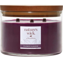 Vonná svíčka Nature''s Wick Wildberry & Jasmine ve skle s dřevěným víkem