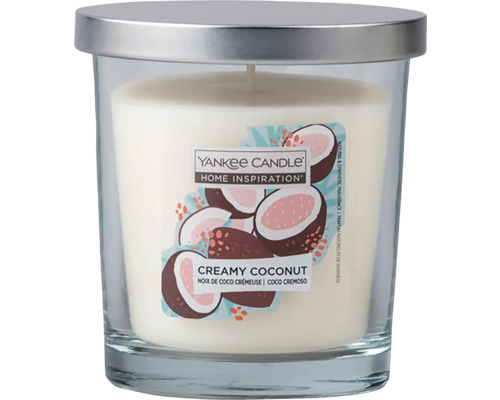 Vonná svíčka ve skle Yankee Candle Home Inspiration Value střední tumbler CREAMY COCONUT 200 g Yankee Candle Home Inspiration vonná svíčka, Creamy Coconut ve skle s víčkem