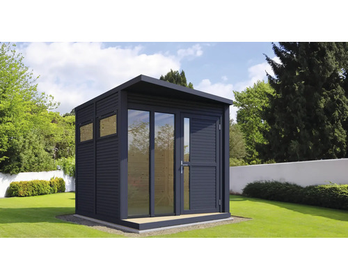 Dřevěný zahradní domek Bertilo Concept Office antracit 234 x 225 cm
