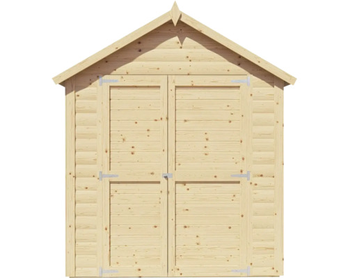 Dřevěná zahradní bouda s dvoukřídlými dveřmi