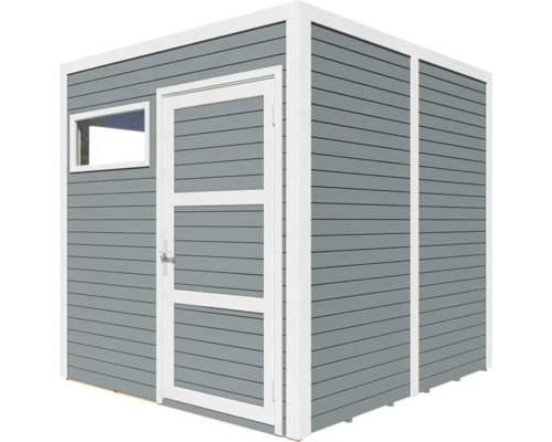 Dřevěný zahradní domek s oknem a dveřmi