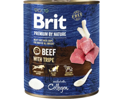 Konzerva pro psy Brit Premium by Nature Beef with Tripes s hovězím a dršťkami 800 g