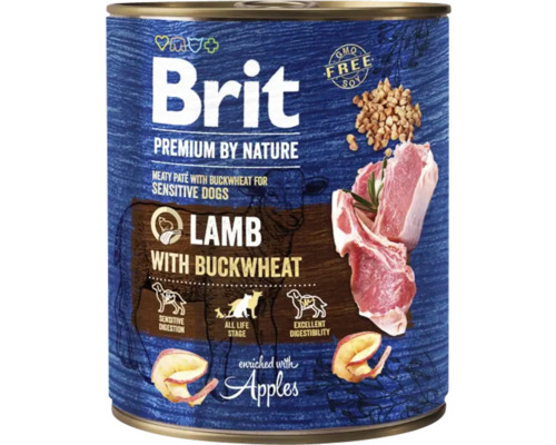 Konzerva pro psy Brit Premium by Nature Lamb with Buckwheat s jehněčím a pohankou 800 g