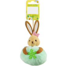 Dekorativní velikonoční zajíček s mašlí a květinovou aplikací