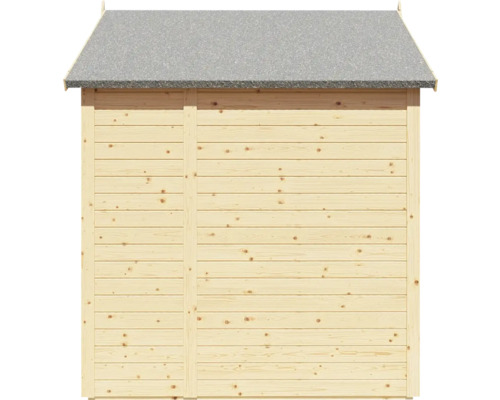 Dřevěný zahradní domek s lepenkovou střechou