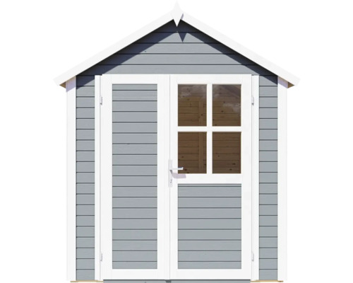 Dřevěný zahradní domek s dveřmi a okny