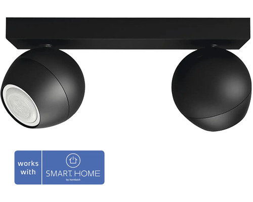 LED bodové osvětlení Philips HUE 50472/30/P6 Buckram 2x 5W 2x 350lm 2200-6500K černé s dálkovým ovládáním - kompatibilní se SMART HOME by hornbach