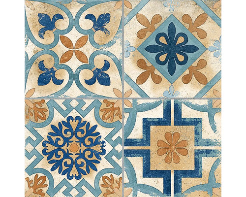 Dekorativní dlaždice s květinovými a geometrickými vzory