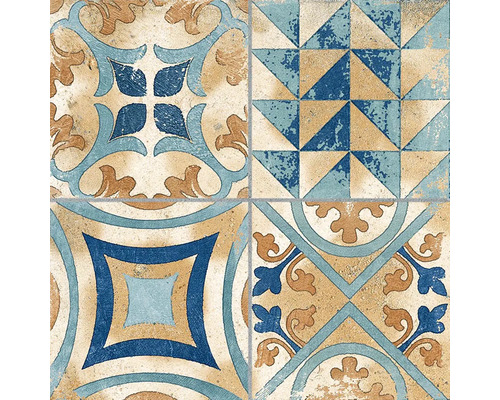 Vzor dlaždic s květinovými a geometrickými prvky