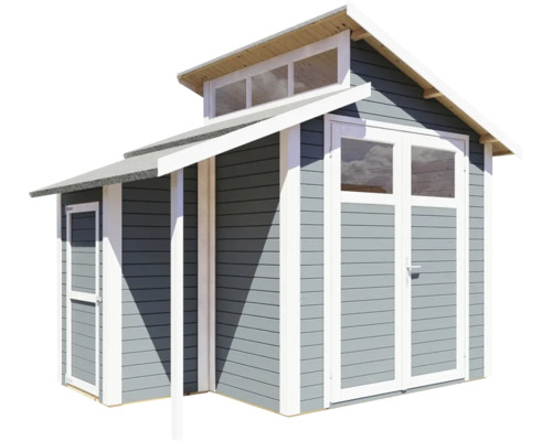 Zahradní domek s dvoukřídlými dveřmi a bočními dveřmi ze dřeva