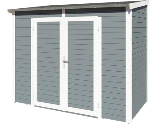 Zahradní domek s dvoukřídlými dveřmi ze dřeva