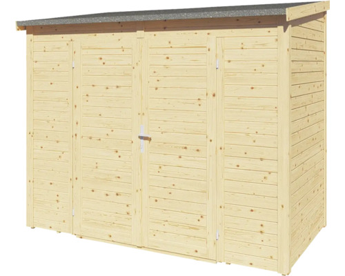 Dřevěná kůlna se třemi dveřmi do zahrady