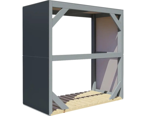 Regál na dřevo s podlahou a boční stěnou