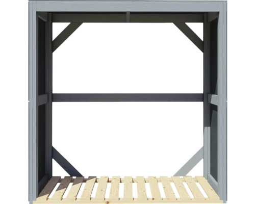 Sklad dřeva s podlahou z dřevěných lamel