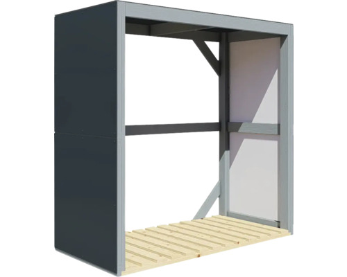 Regál na dřevo se zadní stěnou a dnem