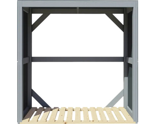 Dřevník s dřevěnou podlahou