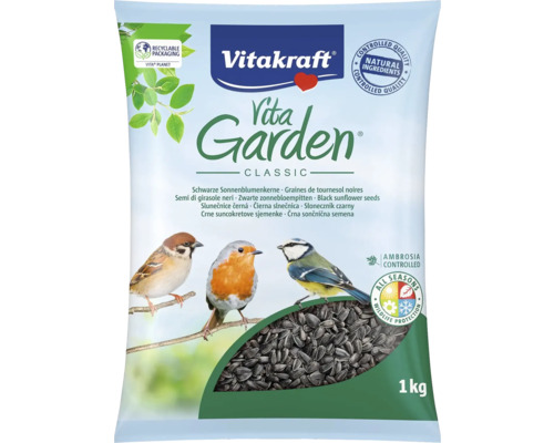 Vitakraft Vita Garden slunečnicová semínka, 1 kg balení pro volně žijící ptáky