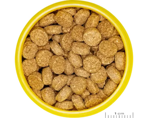 Granule pro ryby v žluté nádobě