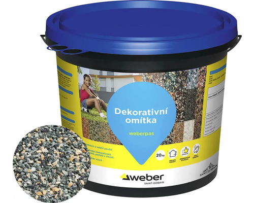 Omítka WEBER.PAS marmolit MAR2 M104 střednězrnná 20 kg Kbelík dekorativní omítky