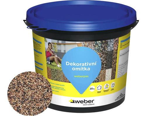 Omítka WEBER.PAS marmolit MAR1 M062 jemnozrnná 20 kg Kbelík s dekorativní omítkou