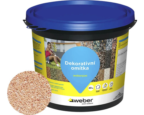 Omítka WEBER.PAS marmolit MAR1 G01 jemnozrnná 20 kg Kbelík dekorativní omítky Weberpas, 20 kg