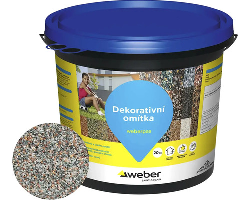 Omítka WEBER.PAS marmolit MAR1 M080 jemnozrnná 20 kg Kbelík dekorativní omítky Weberpas, 20 kg