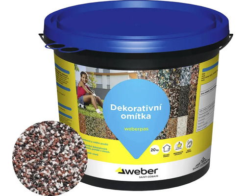 Omítka WEBER.PAS marmolit MAR2 0049 střednězrnná 20 kg Kbelík dekorativní omítky Weberpas, 20 kg