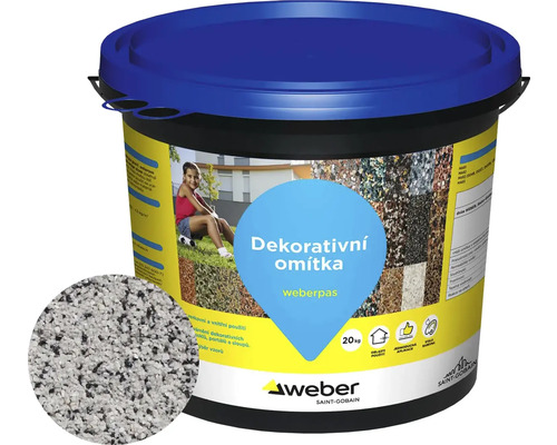 Omítka WEBER.PAS marmolit MAR1 0040 jemnozrnná 20 kg Kbelík s dekorativní omítkou Weberpas, 20 kilogramů