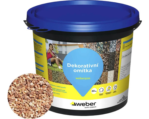 Omítka WEBER.PAS marmolit MAR2 M103 střednězrnná 20 kg Kbelík dekorativní omítky Weber