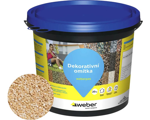 Omítka WEBER.PAS marmolit MAR2 G06 střednězrnná 20 kg Kbelík s dekorativní omítkou Weberpas, 20 kg