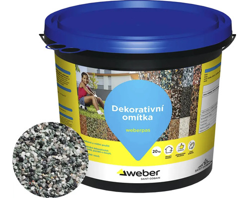 Omítka WEBER.PAS marmolit MAR2 M043 střednězrnná 20 kg Kbelík dekorativní omítky Weberpas, 20 kilogramů