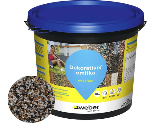 Omítka WEBER.PAS marmolit MAR2 0038 střednězrnná 20 kg Weber Dekorativní omítka v kbelíku, 20 kilogramů