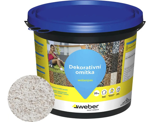 Omítka WEBER.PAS marmolit MAR2 0077 střednězrnná 20 kg Kbelík s dekorativní omítkou Weberpas, 20 kg