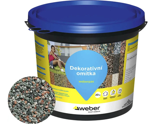 Omítka WEBER.PAS marmolit MAR2 M102 střednězrnná 20 kg Kbelík dekorativní omítky Weberpas, 20 kilogramů