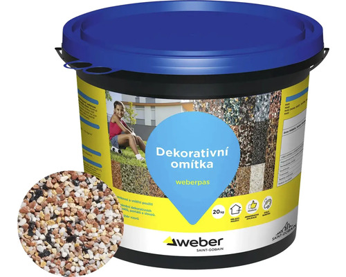 Omítka WEBER.PAS marmolit MAR2 M055 střednězrnná 20 kg Kbelík dekorativní omítky Weber, 20 kg