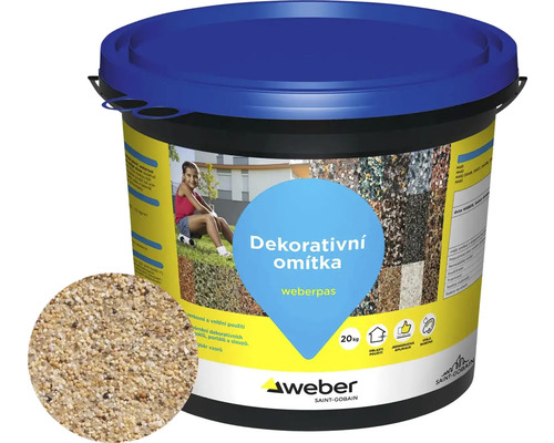Omítka WEBER.PAS marmolit MAR1 G03 jemnozrnná 20 kg Kbelík s dekorativní omítkou