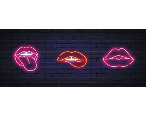 Skleněný obraz Neon Lips 50x125 cm