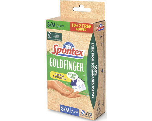 Spontex Goldfinger jednorázové rukavice, velikost S/M, 12 kusů