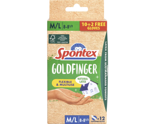 Jednorázové rukavice Spontex Goldfinger, bílá, velikost M,L, 12 ks