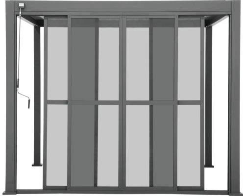 Šedý altán se spuštěnou boční stěnou