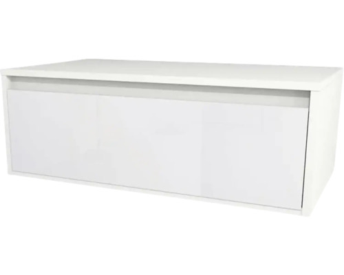 Bílá závěsná skříňka pod umyvadlo do koupelny