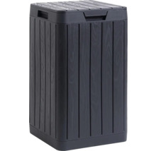 Šedý plastový zahradní box s dřevěnou strukturou pro venkovní použití