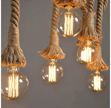 Víceplamenná závěsná lampa s lanovým závěsem a žárovkami