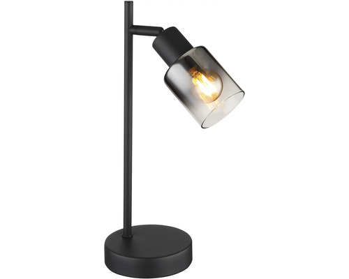 Černá stolní lampa s průhledným stínidlem
