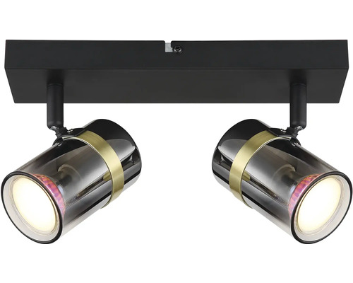 Stropní svítidlo se dvěma reflektory ze skla a kovu