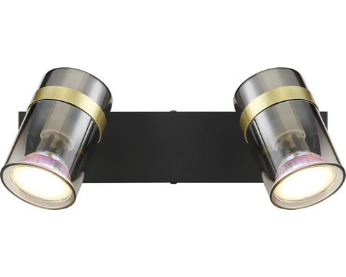 Nástěnné svítidlo se dvěma bodovými světly ze skla a kovu