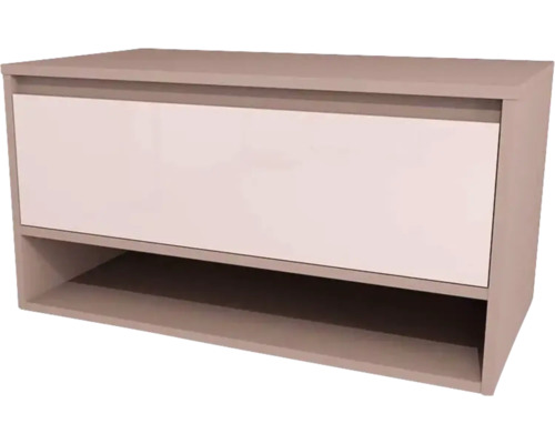 Komoda se zásuvkou a otevřenou přihrádkou